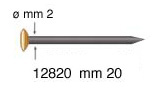 Hardened steel nails, brass head, 20 mm - Pack 100