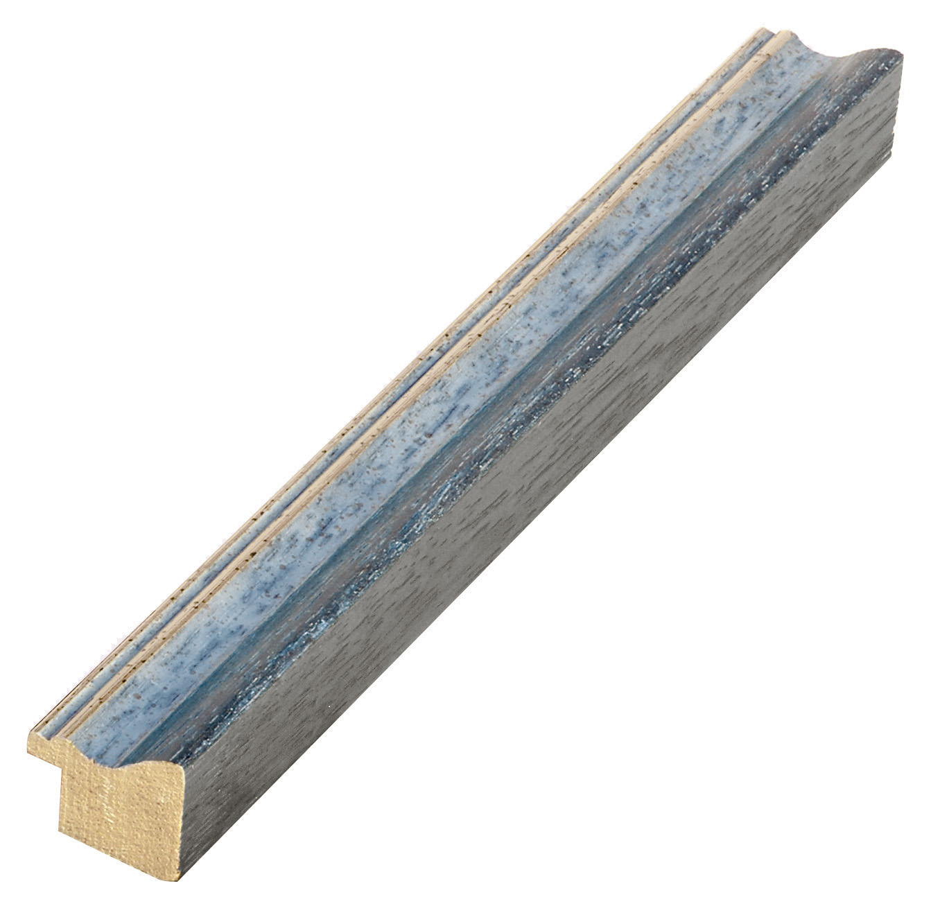 Moulding finger-jointed pine width 25mm - matt blue with silver fillet
