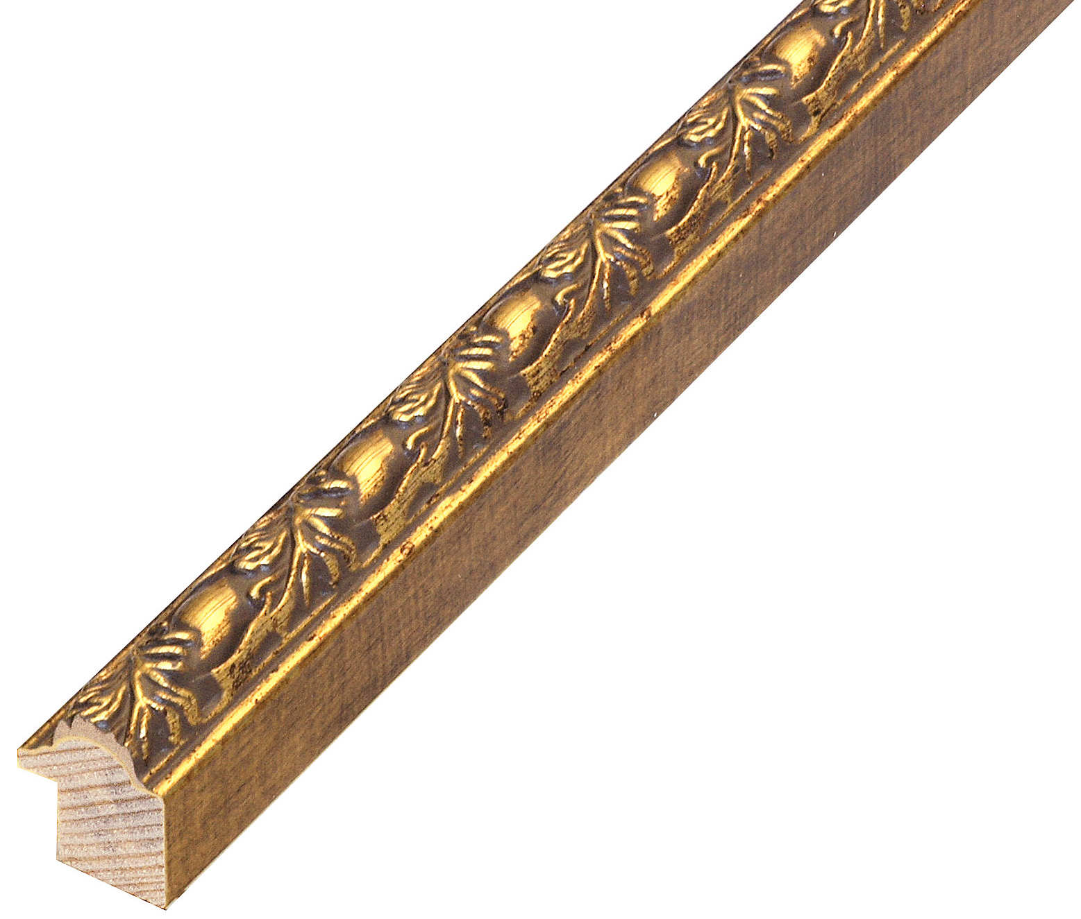 Moulding finger-jointed pine, widht 22mm, height 27mm - Gold decorated - 344ORODECOR