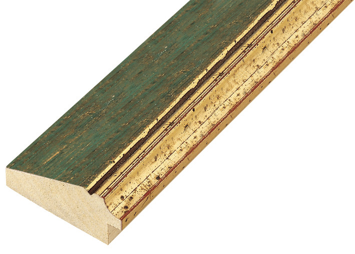 Moulding pine width 57mm - Green with gold sight edge - 395VERDE