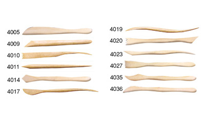 Complete set of 12 boxwood modelling tools, 200 mm long