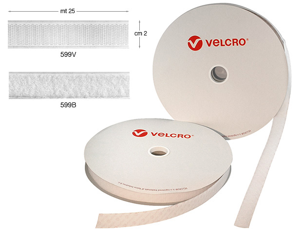 Velcro attaching strip, white - Roll 25 metres