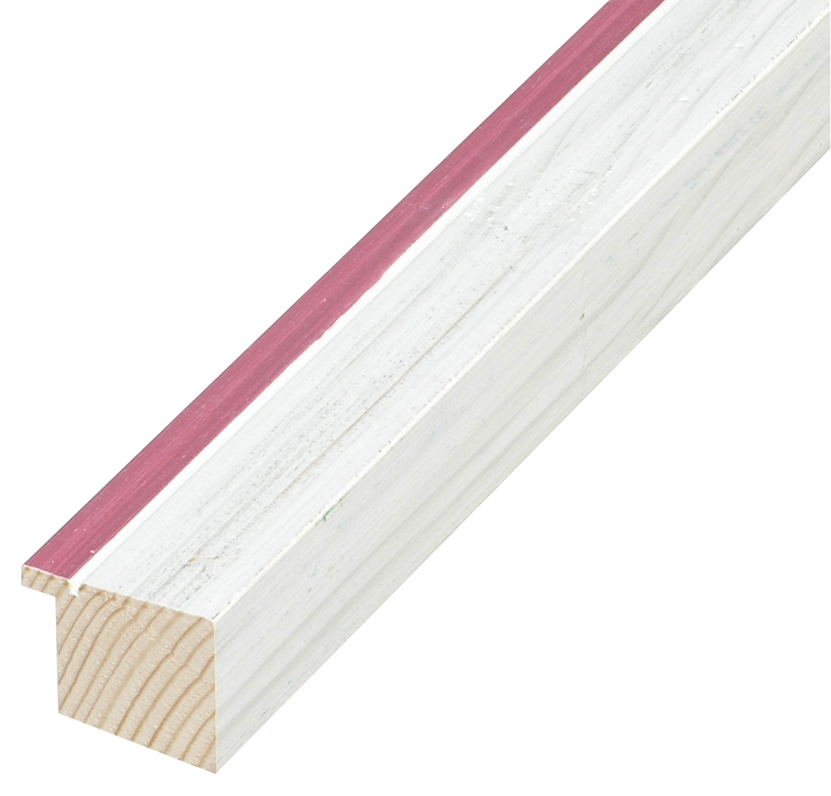 Moulding fingerjointed pine, width 39mm, height 33 - White, fucsia  - 716FUCSIA