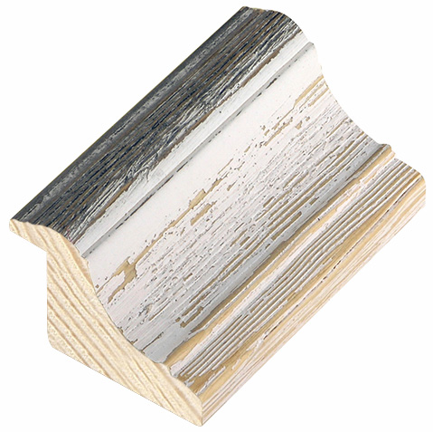 Moulding finger-jointed pine width 44mm - White-gray, shabby