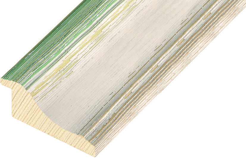 Moulding finger-jointed pine Width 66mm - White-green, shabb