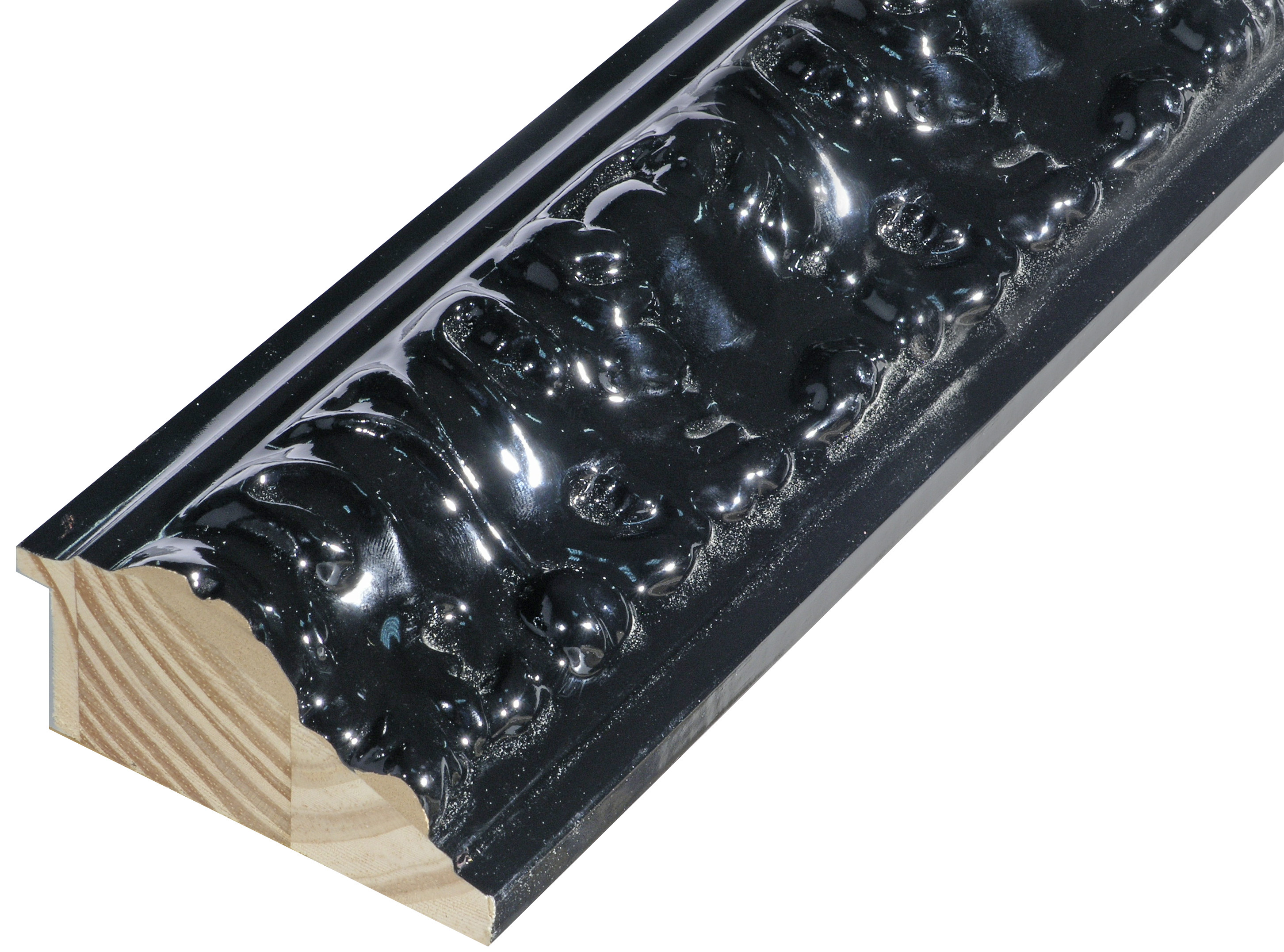 Moulding finger-jointed pine width 85mm height 45 - Glossy Black - 932NERO