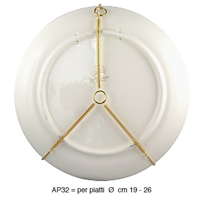 Glossy brass plate-hanger, diam. from 16 to 25 cm - 2 pieces