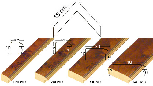 Complete set of corner samples of moulding 115-120-130-140 (4 pieces)