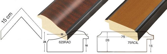 Complete set of corner samples of briar mouldings (2 pieces)