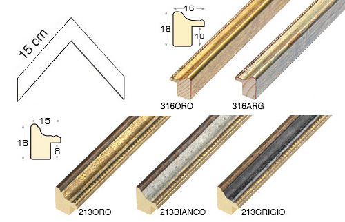 Complete set of corner samples of moulding 213-316 (5 pieces)