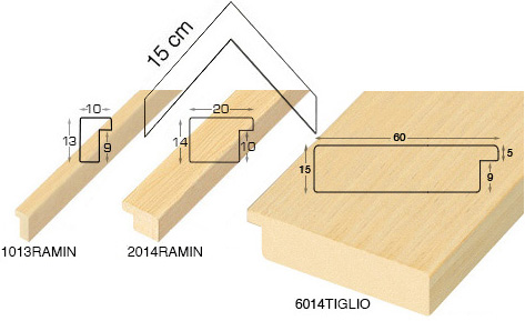 Complete set of corner samples of moulding (5 pieces)