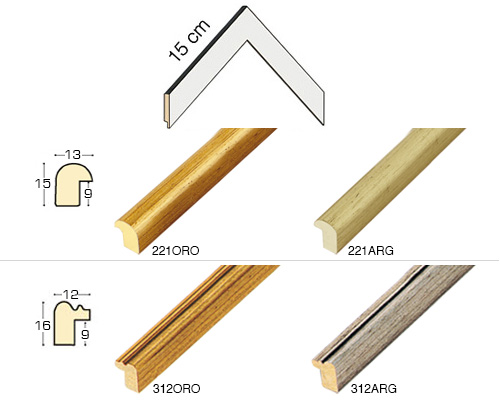 Complete set of corner samples of moulding 221 (6 pieces)