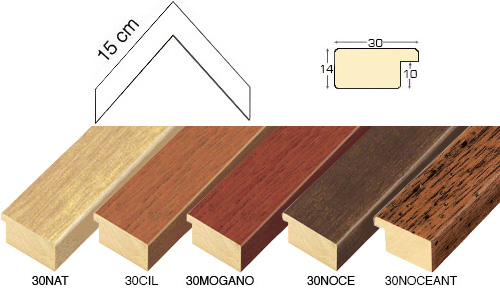 Complete set of corner samples of moulding 30 (5 pieces)