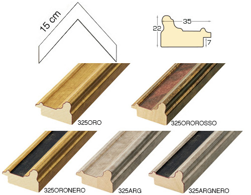 Complete set of corner samples of moulding 325 (5 pieces)