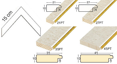 Complete set of corner samples of mouldings canvas effect (4 pieces)