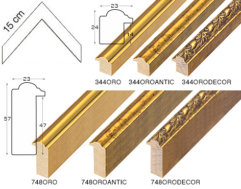 Complete set of corner samples of moulding 344 (6 pieces)