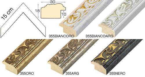 Complete set of corner samples of moulding 355 (5 pieces)