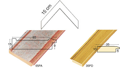 Complete set of corner samples of moulding 35 (2 pieces)