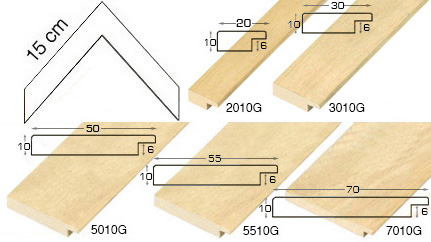 Complete set of corner samples of moulding 2510 etc. (5 pieces)