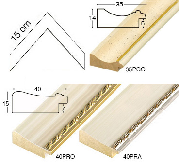 Complete set of corner samples of moulding 35-40 (3 pieces)