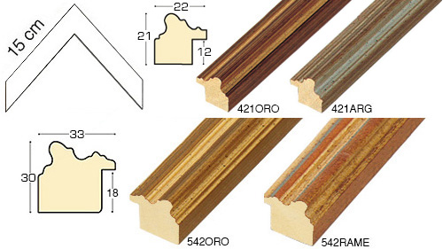 Complete set of corner samples of moulding 421-542 (4 pieces)