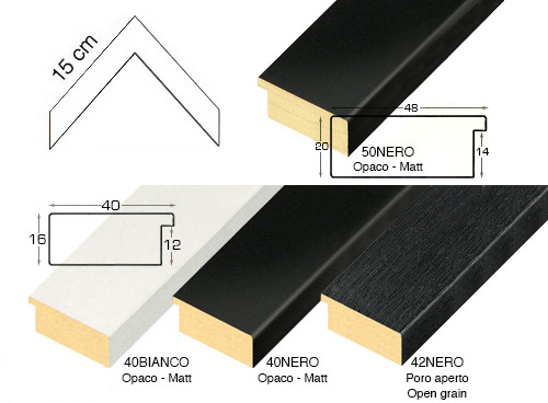 Complete set of corner samples of moulding 40 (4 pieces)