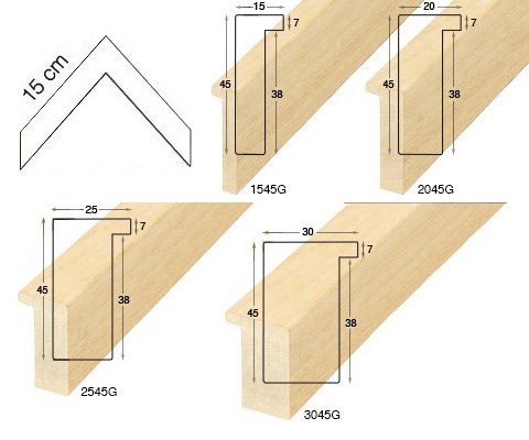 Complete set of corner samples of moulding 617 (5 pieces)