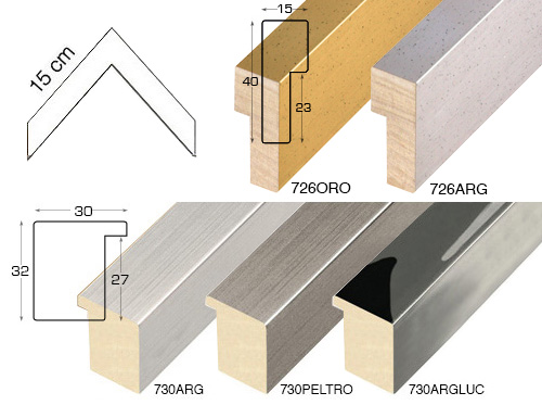 Complete set of corner samples of moulding 730-726 (5 pieces)