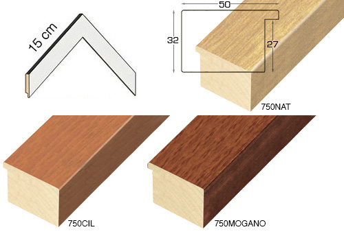 Complete set of corner samples of moulding 750 (3 pieces)