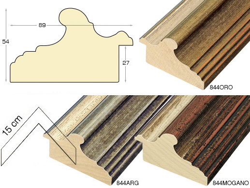 Complete set of corner samples of moulding 844 (3 pieces)