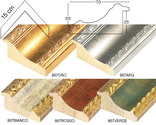 Complete set of corner samples of moulding 867 (5 pieces)