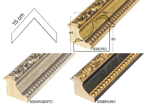 Complete set of corner samples of moulding 933 (3 pieces)