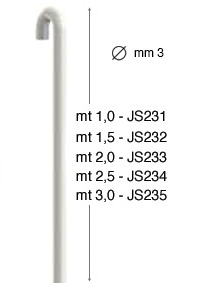 Rod 3 mm diameter, in steel, white - 3 metres