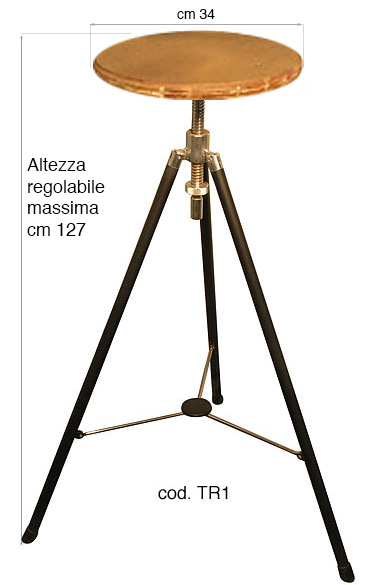 Tripod in black varnished chromed steel