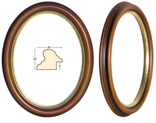 Овальная рама, орех с золотой окантовкой - 18x24 см