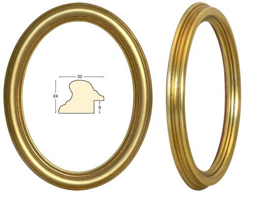 Овальная рама, цвет золотой - 20x25 см