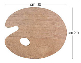 Painting palette, 3 mm thick wood - oval 25x30 cm