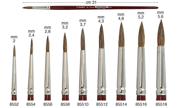 Round hog bristle brushes no. 2