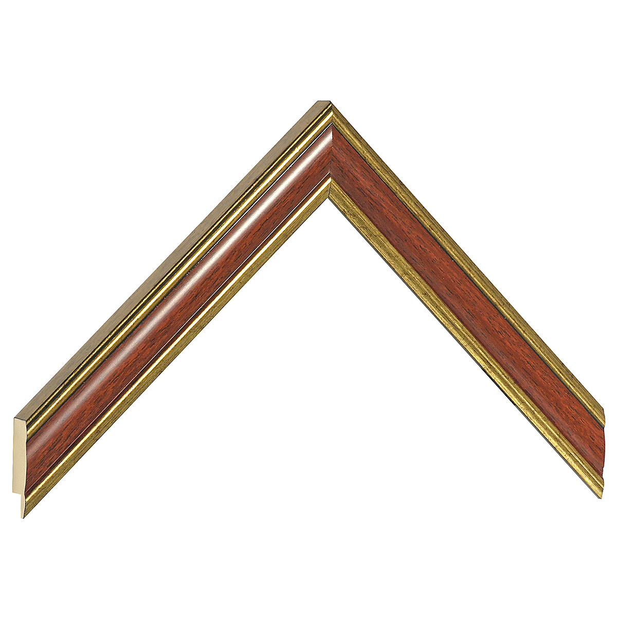 Moulding finger-jointed pine width 24mm - Gold with mahogany band - Sample