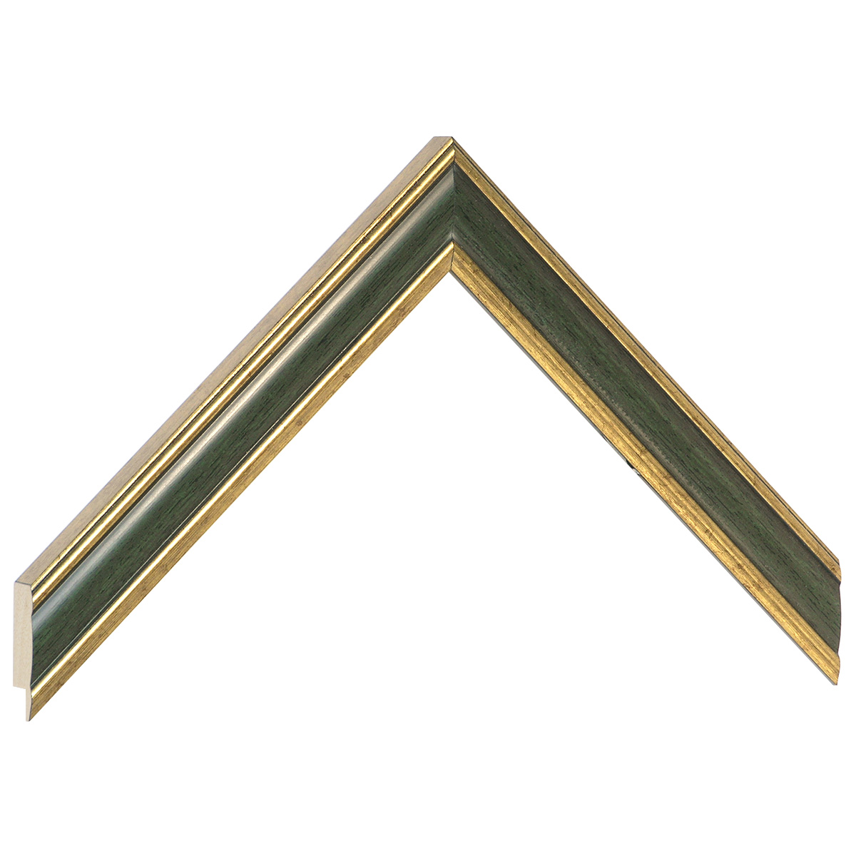 Moulding finger-jointed pine width 24mm - Gold with olive green band - Sample