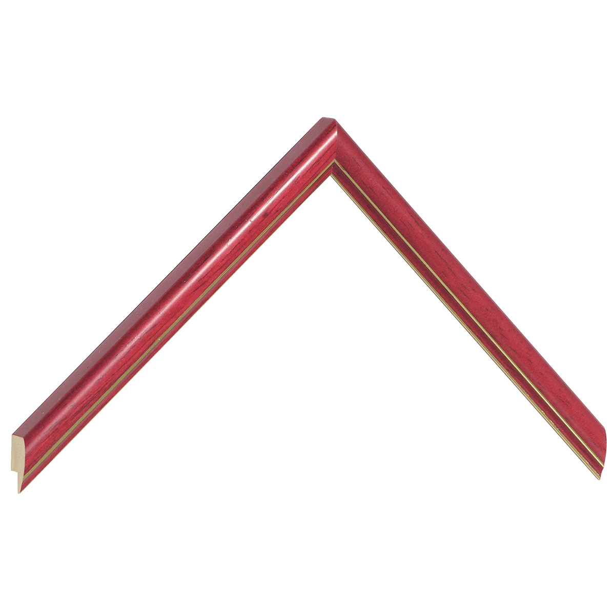 Moulding finger-jointed pine 13mm - red with golden edge - Sample