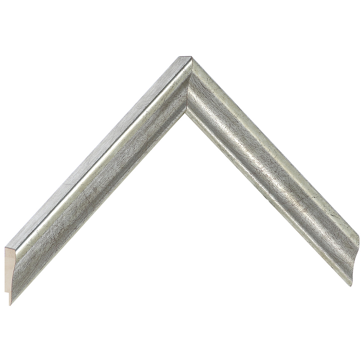 Moulding finger-jointed pine, width 23mm height 22 - silver finish - Sample