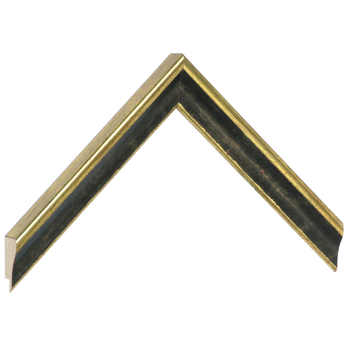 Moulding finger-jointed pine - Width 23mm - Gold with black band - Sample