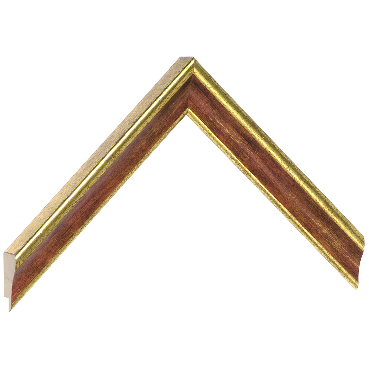 Moulding finger-jointed pine - Width 23mm - Gold with red band - Sample