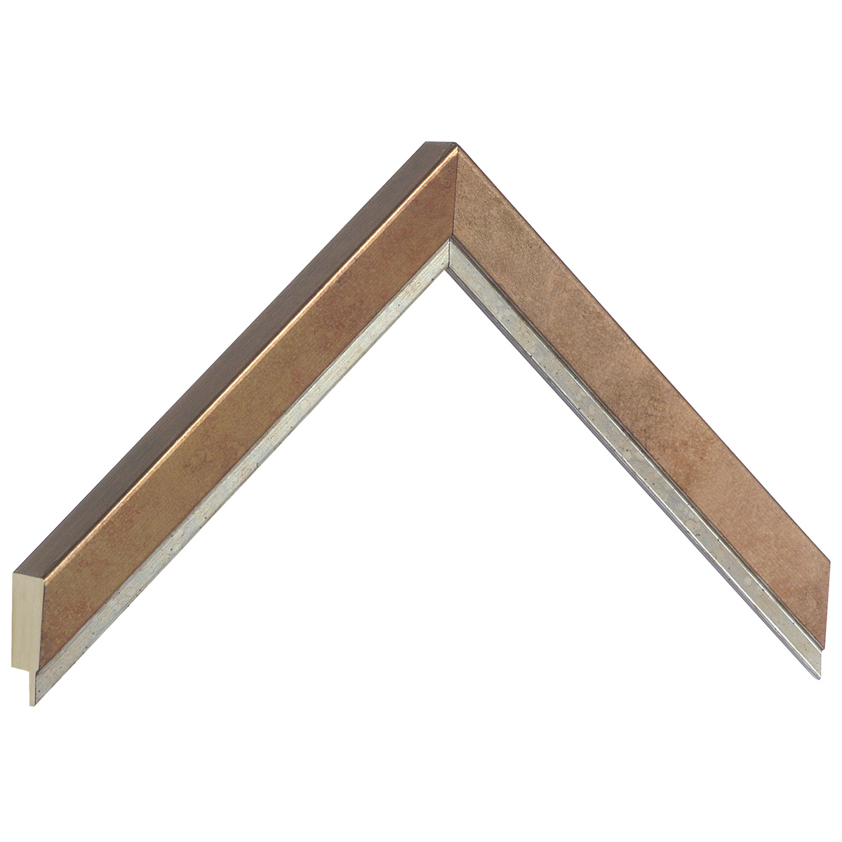 Moulding finger-jointed pine - width 22mm - copper, silver edge - Sample