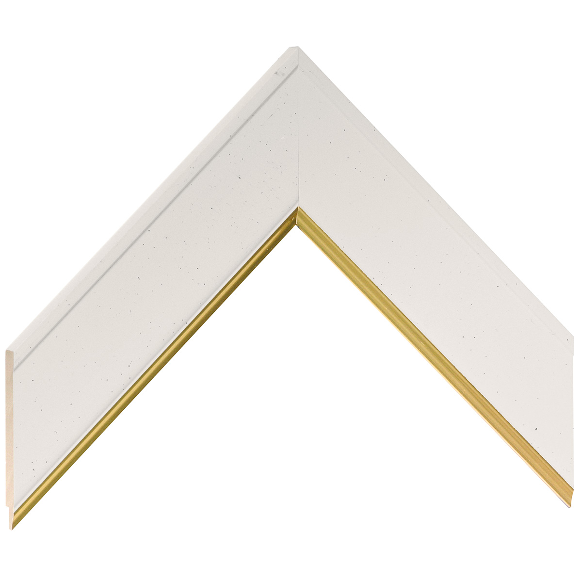 Liner finger-jointed pine 45mm - flat, white, gold edge - Sample