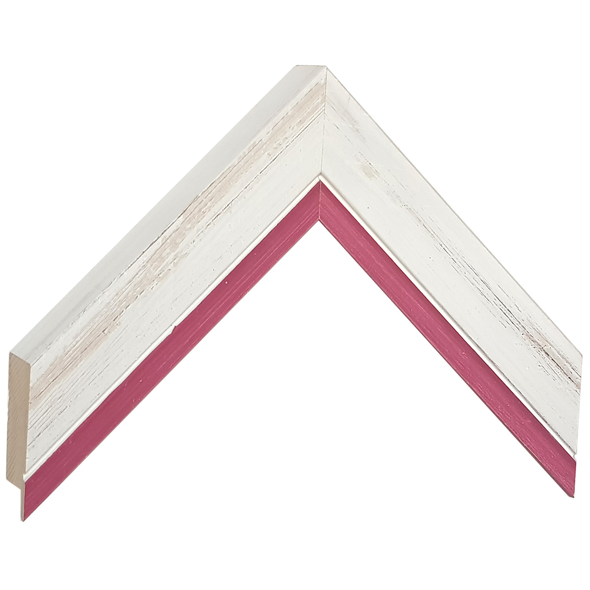 Moulding fingerjointed pine, width 39mm, height 33 - White, fucsia  - Sample