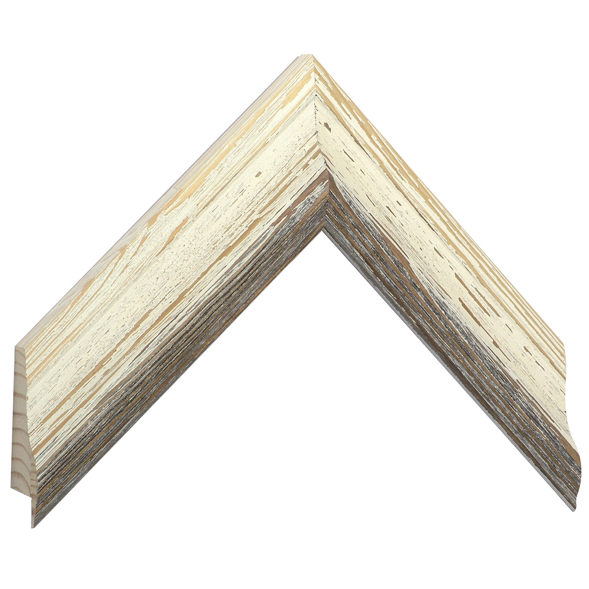 Moulding finger-jointed pine width 44mm - White-gray, shabby - Sample