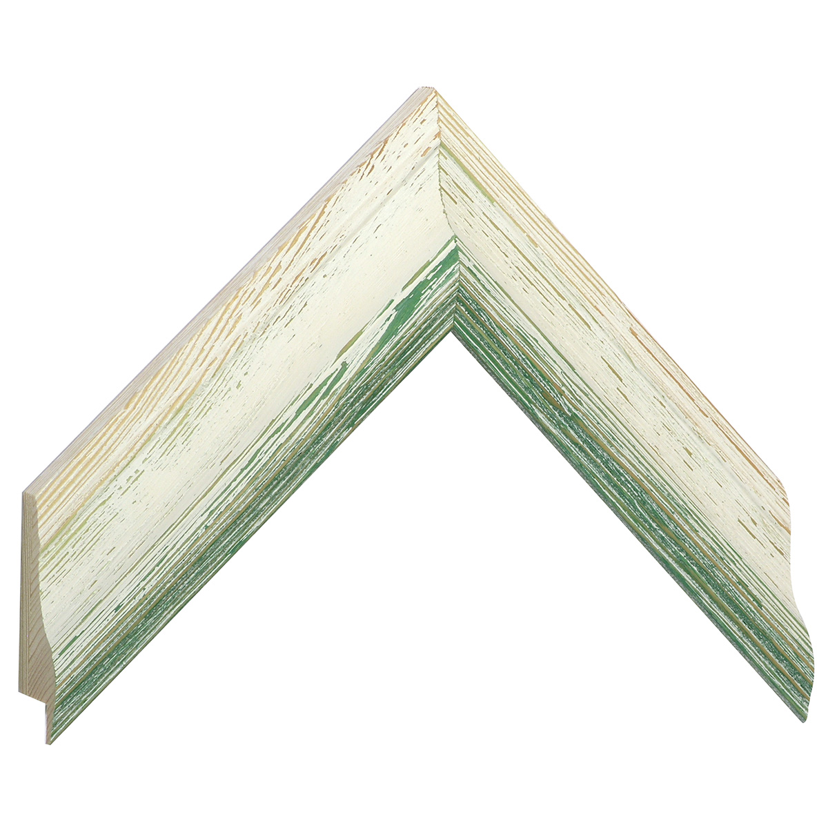 Moulding finger-jointed pine width 44mm - White-green, shabby - Sample