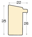 Moulding finger-jointed pine, width 22mm, height 35 - Pewter - Profile